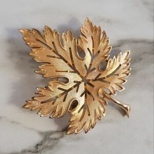 Trifari Gold Tone Leaf Brooch